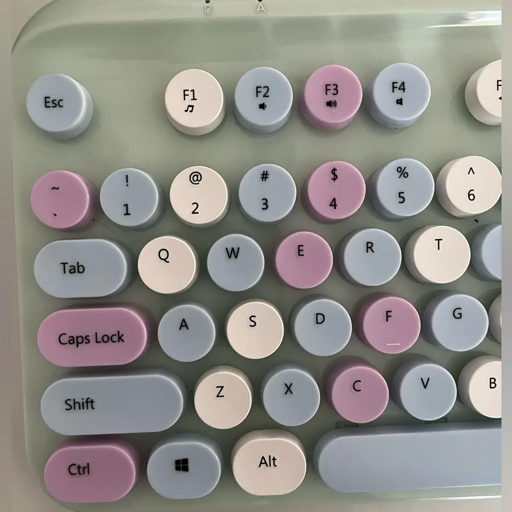 Fabulous Sarina Typewriter wireless keyboard. Green, lilac, blue & white!